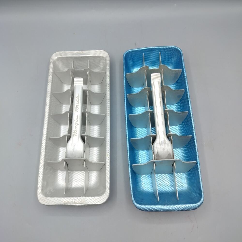 2 Vintage Metal Ice Cube Trays Magic Touch